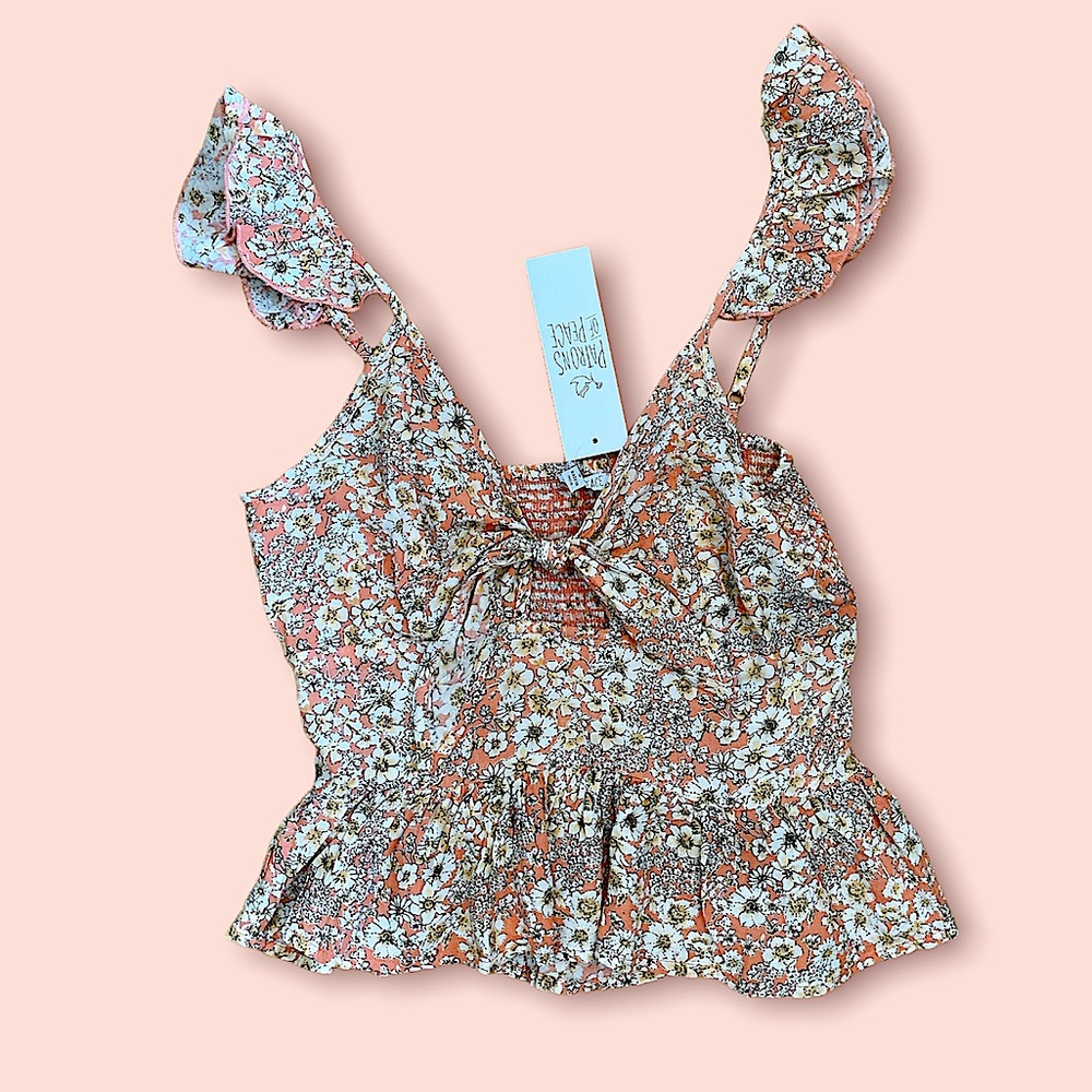 NWT Patrons of Peace boho coral top Small / S NEW with tag - Picture 1 of 3